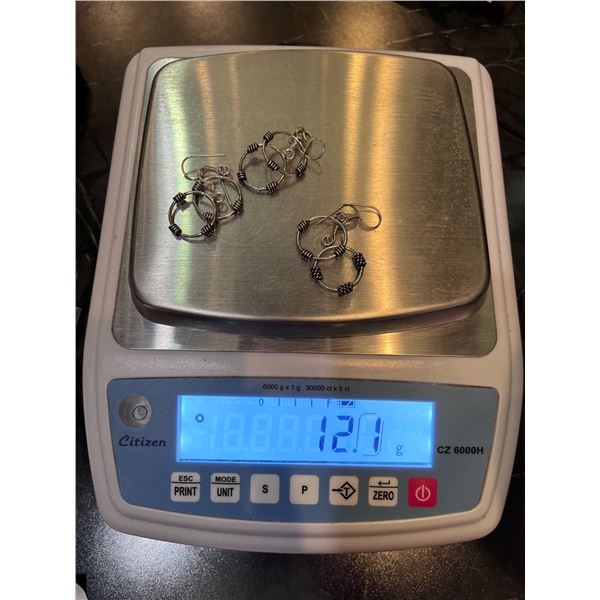 3 Pairs of Sterling Silver Earrings