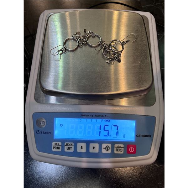 3 Pairs of Sterling Silver Earrings