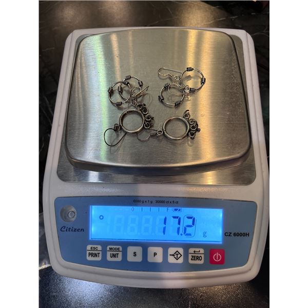 3 Pairs of Sterling Silver Earrings