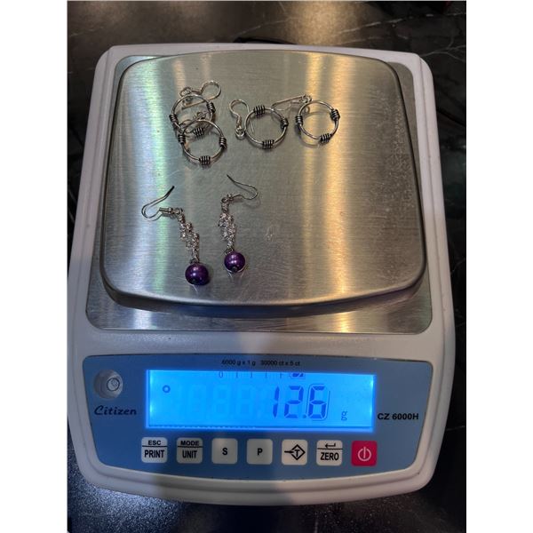 3 Pairs of Sterling Silver Earrings