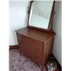 Image 1 : ANTIQUE WOODEN DRESSER W/ BEVELED MIRROR