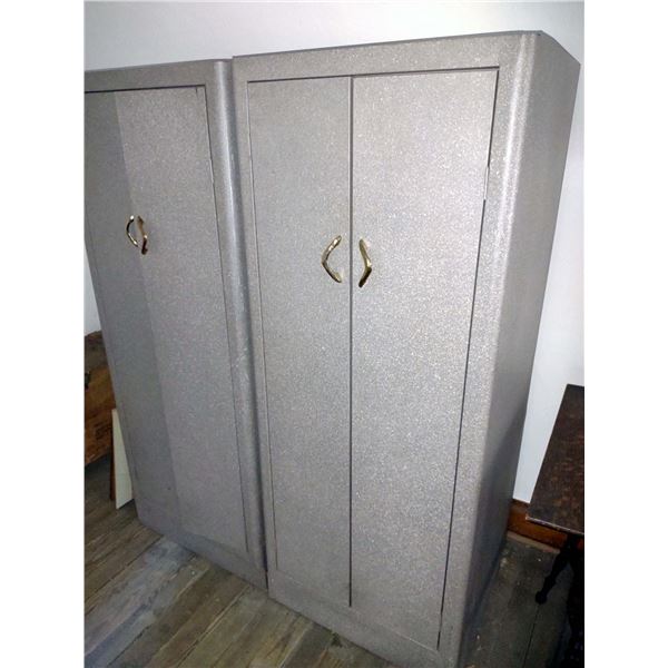 2 VINTAGE METAL UPRIGHT STORAGE