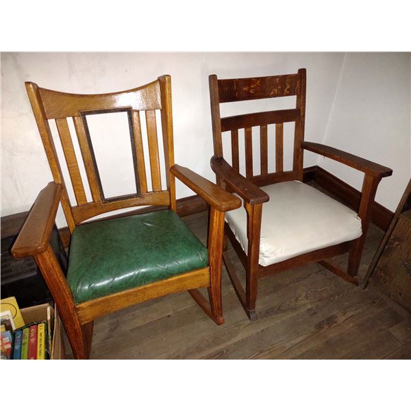 PAIR OF ANTIQUE OAK ROCKERS