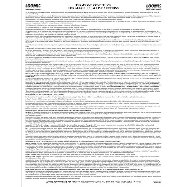 ATTENTION BIDDERS / TERMS AND CONDITIONS