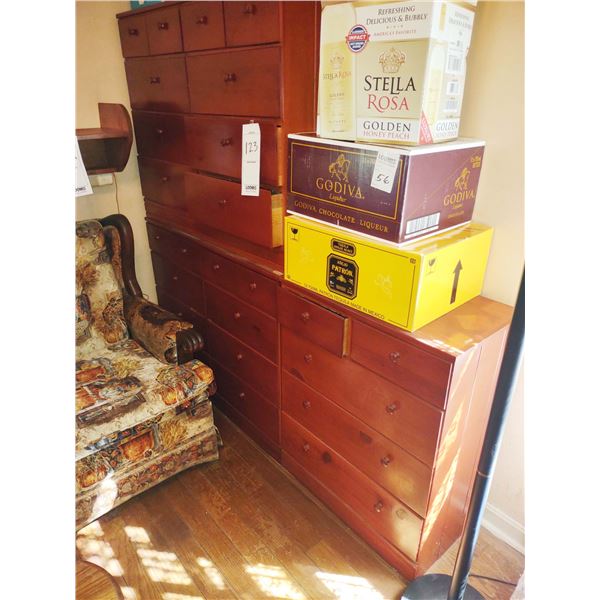 BEAUTIFUL 3 PC CHERRY COLOR WALL UNIT (CONTENTS SOLD SEPARATELY)