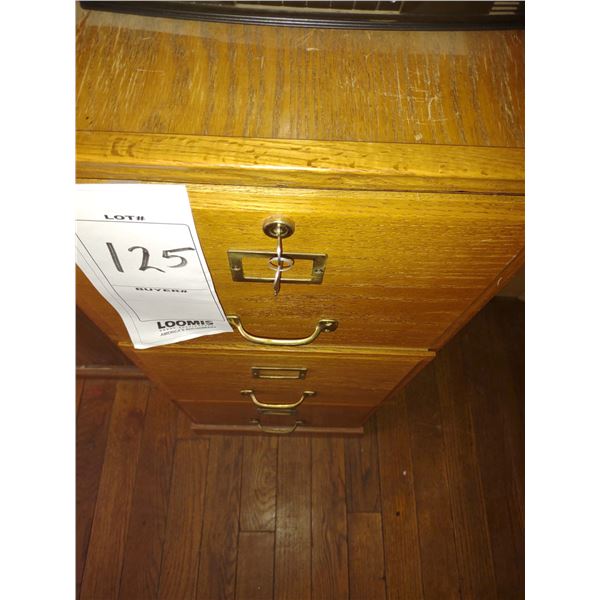 OAK 4 DRAWER FILE CABINET W/ KEY
