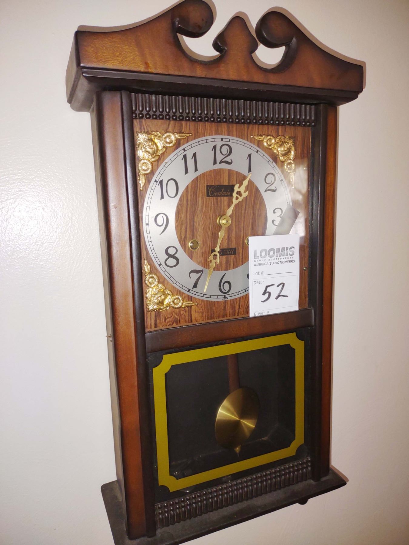 VINTAGE CENTURION 35 DAY WALL CLOCK