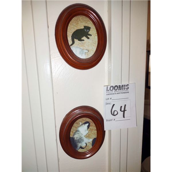 PAIR OF WALNUT FRAMED KITTEN PORTRAITS