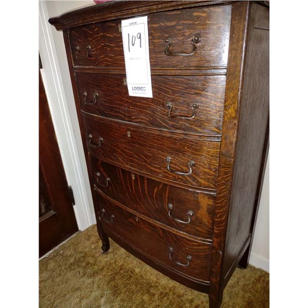 NICE ANTIQUE 5 DRAWER OAK WALL CHEST