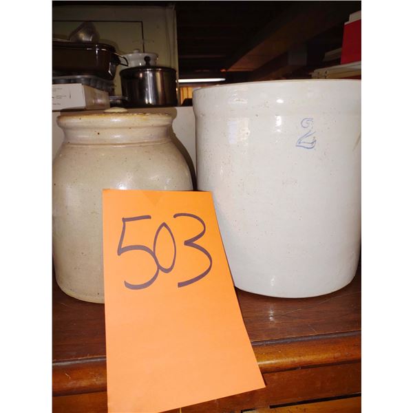 LOT OF 2 ANTIQUE CROCKS
