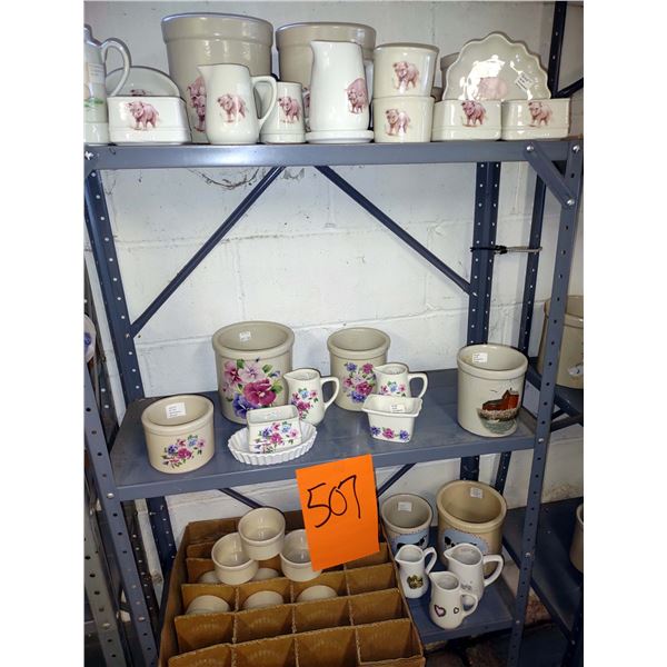 NEW ROSEVILLE STONEWARE POTTERY W/ ASSORTED DECAL DESIGNS