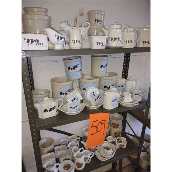 NEW ROSEVILLE STONEWARE POTTERY W/ ASSORTED DECAL DESIGNS