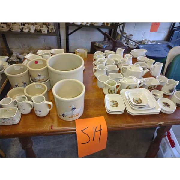 NEW ROSEVILLE STONEWARE POTTERY W/ ASSORTED DECAL DESIGNS
