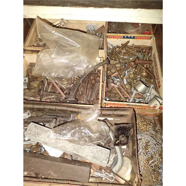 HUGE BULK TOOL LOT: TOOLS AND HARDWARE IN DRAWERS