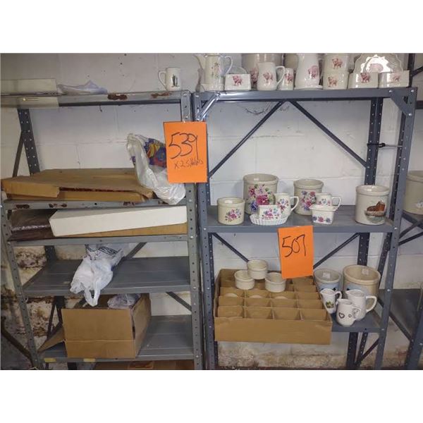 LOT OF 2 METAL SHELVING UNITS (GOODS ON SHELVES NOT INCLUDED)