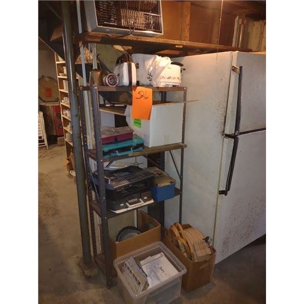 BUNDLE LOT: SHELVING, CRAFT ITEMS, HEATER, ELECTRONICS, SLOW COOKER, 100S OF DECALS