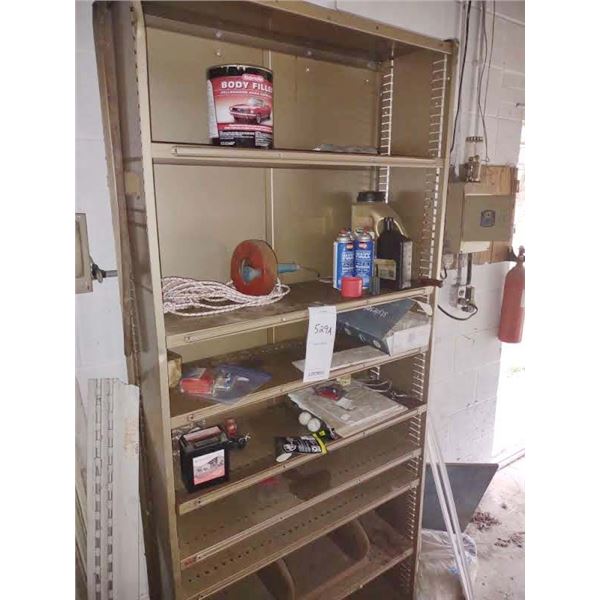 9 SHELF METAL CABINET W/ CONTENTS