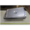 Image 1 : 3 Stainless Food Warmer Dishes w/ Lids - 22x14in.