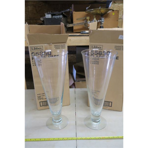 2 - Large Flare Vase - 18in Tall x 7.5in. Dia at Top