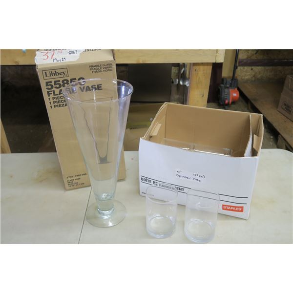 Lot of 7 Vases Round 6T x 4W in. & 1 Flare Vase 18in. Tall