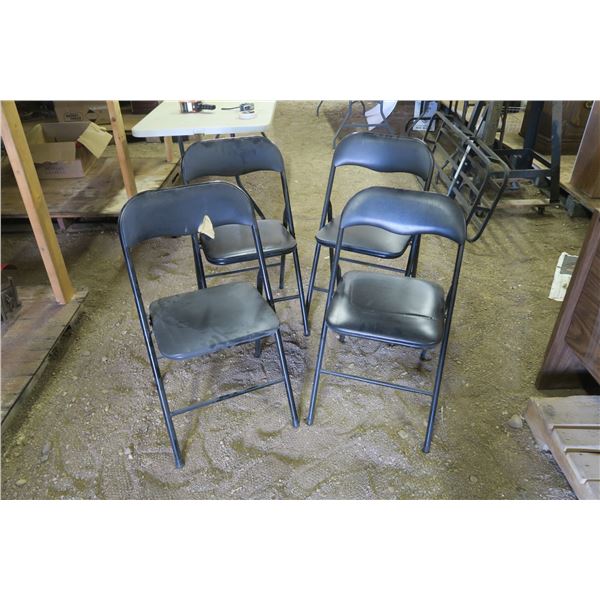 4 Metal Folding Chairs - Black