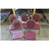 Image 2 : 5 Red Cushion Banquette Chairs - Metal Frame 35in. Tall, Seat 17in. Tall