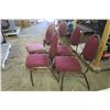 Image 3 : 5 Red Cushion Banquette Chairs - Metal Frame 35in. Tall, Seat 17in. Tall
