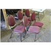 Image 4 : 5 Red Cushion Banquette Chairs - Metal Frame 35in. Tall, Seat 17in. Tall