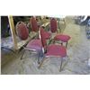 Image 3 : 4 Red Cushion Banquette Chairs - Metal Frame 35in. Tall, Seat 17in. Tall