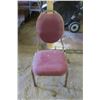 Image 4 : 4 Red Cushion Banquette Chairs - Metal Frame 35in. Tall, Seat 17in. Tall