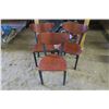 Image 1 : 3 "Restaurant" Chairs - Metal Frame with Wood Backing - Seat 18in. Tall, 33in. Tall Total