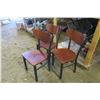 Image 2 : 3 "Restaurant" Chairs - Metal Frame with Wood Backing - Seat 18in. Tall, 33in. Tall Total
