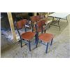 Image 3 : 3 "Restaurant" Chairs - Metal Frame with Wood Backing - Seat 18in. Tall, 33in. Tall Total