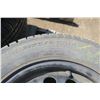 Image 3 : Pallet of 6 Assorted Tires - 2 Matching, 1 on 14" Steel Rim, 1 R17 Donut Tire & Rim