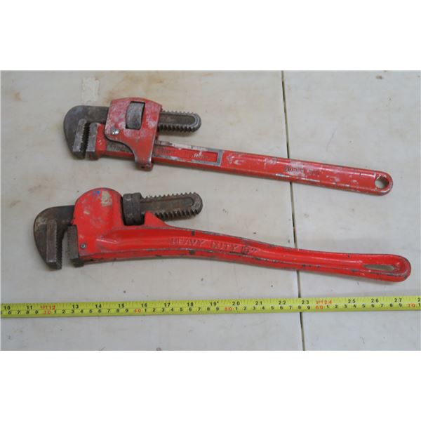 2 Pipe Wrenches - Steel Handle 18"