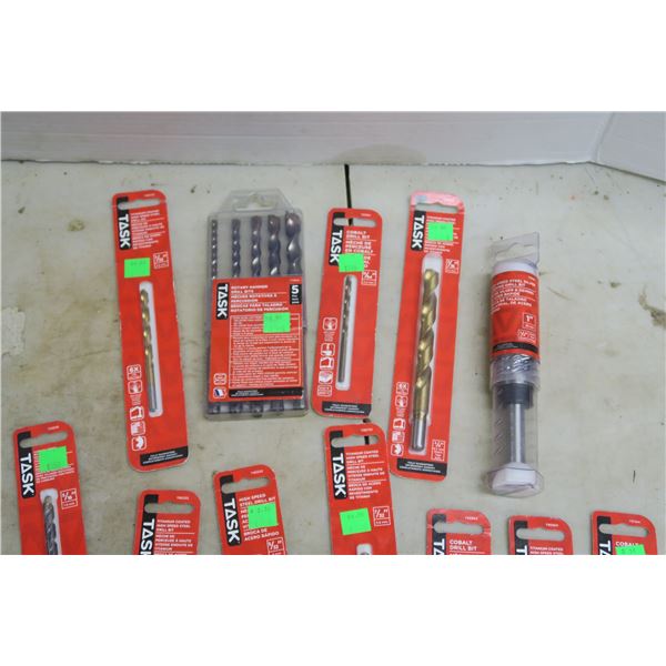 Lot of Task Brand Drill Bits - Assorted Sizes & Types - All UNOPENED