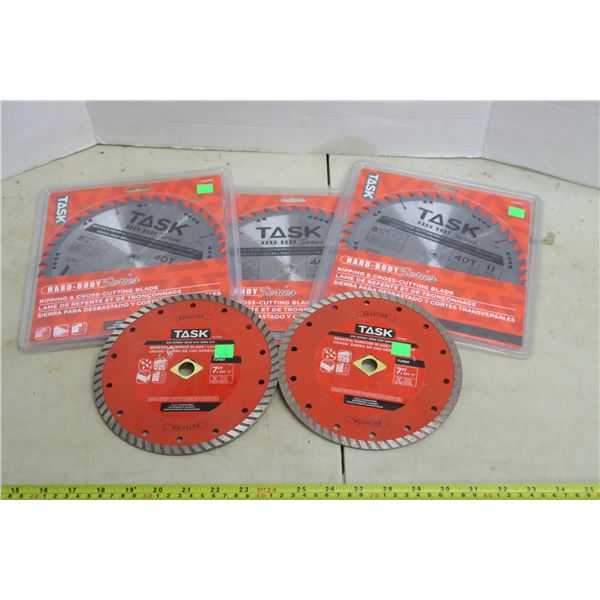 UNUSED Task Products - 3x 8 1/4" Saw Blades, 2x General Purpose/Masonry Discs 7"