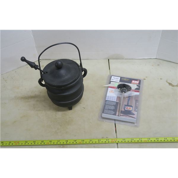 Wood Stove Probe Thermometer & Small Kerosene/Oil Pot with Wand for Starting Fires