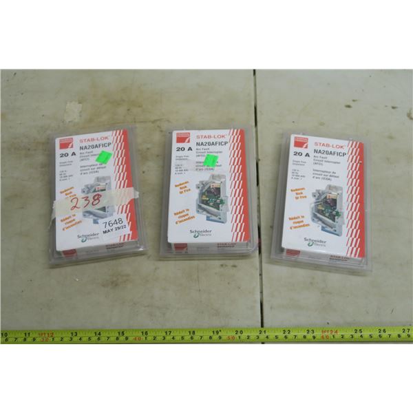3 Singe Pole Arc Fault Circuit Interrupters - All NIB