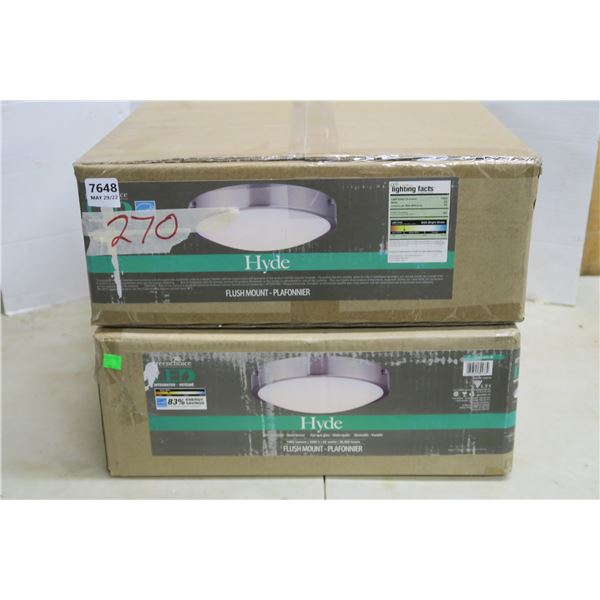 2x - Ceiling Mount Round Lights 3000K 1400 Lumens - Brushed Nickel