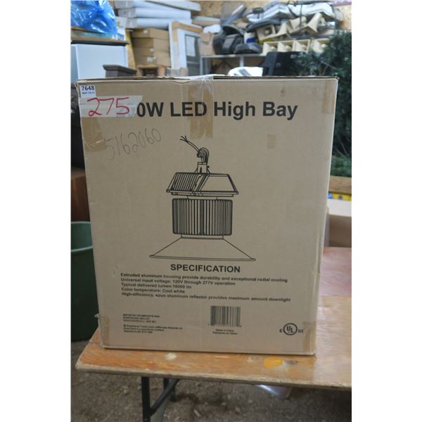 200W LED High Bay Light NIB - 120-277v 18 000 Lumens Cool White - Box Dim: 21x21x26H"