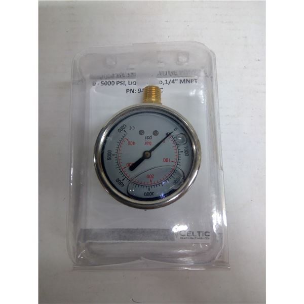 Pressure Gauge 0-5000 Psi, Liquid Filled, 1/4" MNPT