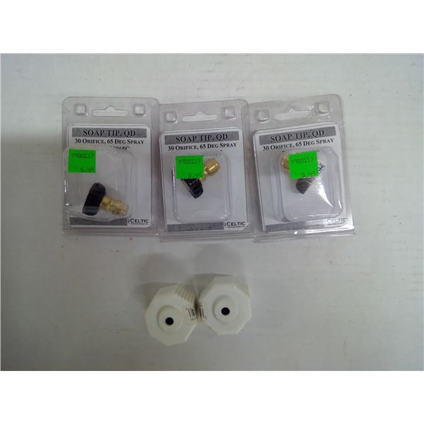 3x Soap Tip, QD 30 Orifice, 65 Degree Spray and 2x 1/12" O.D. Pipe Brush