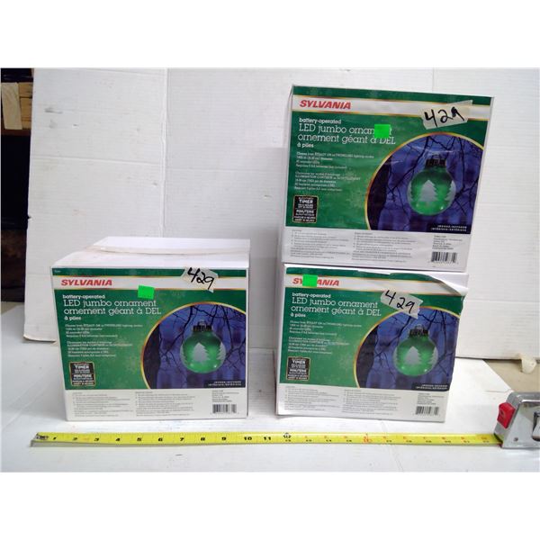 3x LED Jumbo Ornaments
