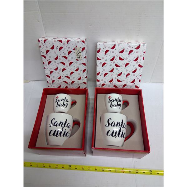 2 Sets of Large/Small Santa Mugs
