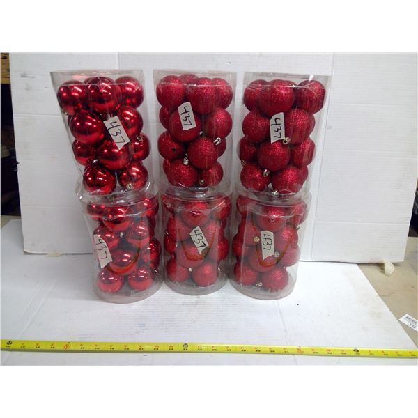 Red Xmas Ornaments - 6 Packs