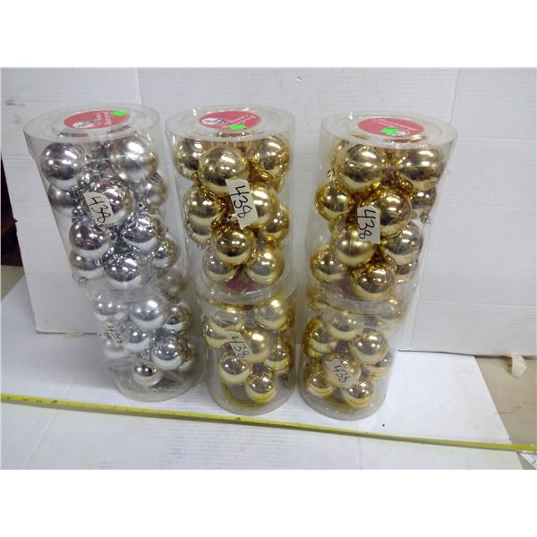 Glossy Xmas Ornaments - 6 Packs (Gold/Silver)