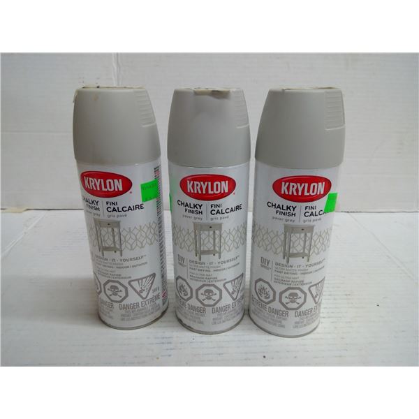 3x Krylon Grey Spray Paint