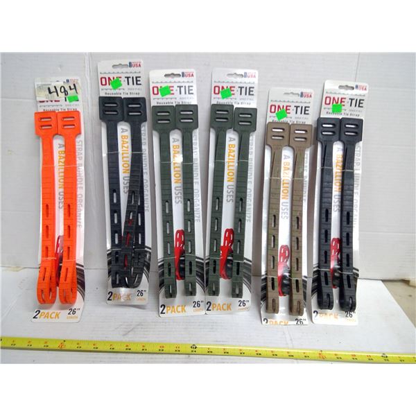 6x 2 Pack Reusable Tie Straps