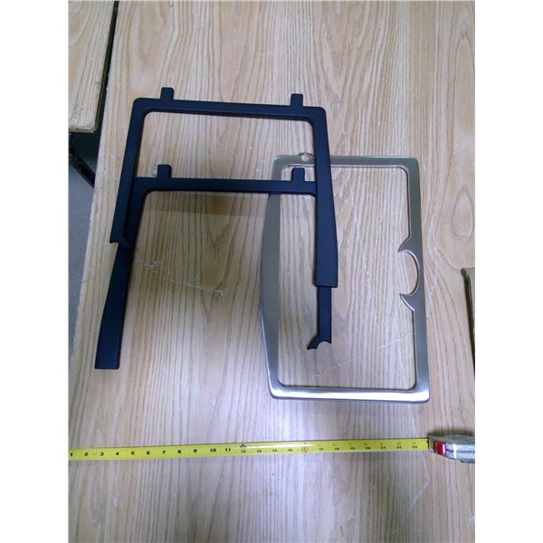 2x Iron Door Overlays - Brushed Nickel and Black Cast Iron